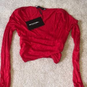 Red wrap longsleeve top brand new